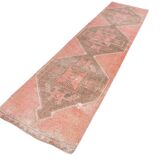 3X12 Turkish Vintage Red Brown Classic Runner Rug, 91x362Cm