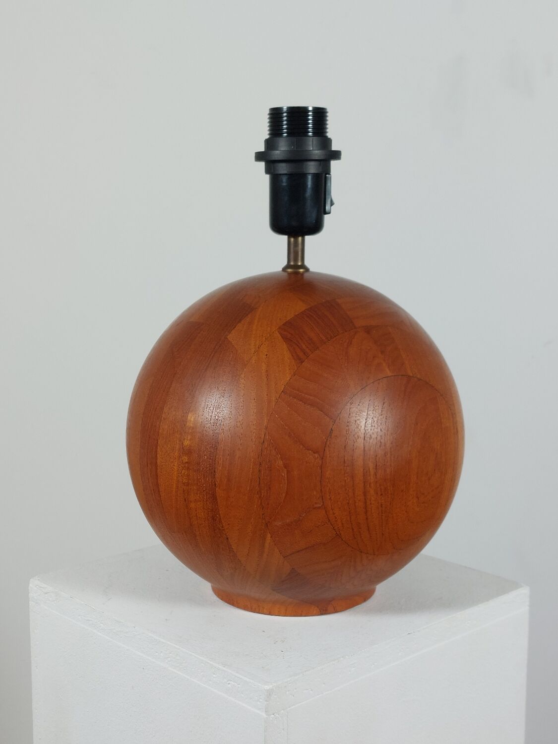 Pair of vintage mid century teak table lamps Kirk Copenhagen