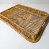 grand plateau en rotin design vintage