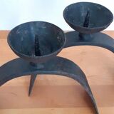 Duo of vintage brutalist candlesticks