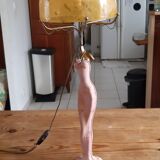 Art deco lamp golden metal and glass pate