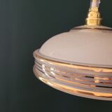 Frosted glass saucer lamp with golden edges