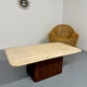 Travertine coffee table with wooden legs, Italian design from the 1970s, vintage.