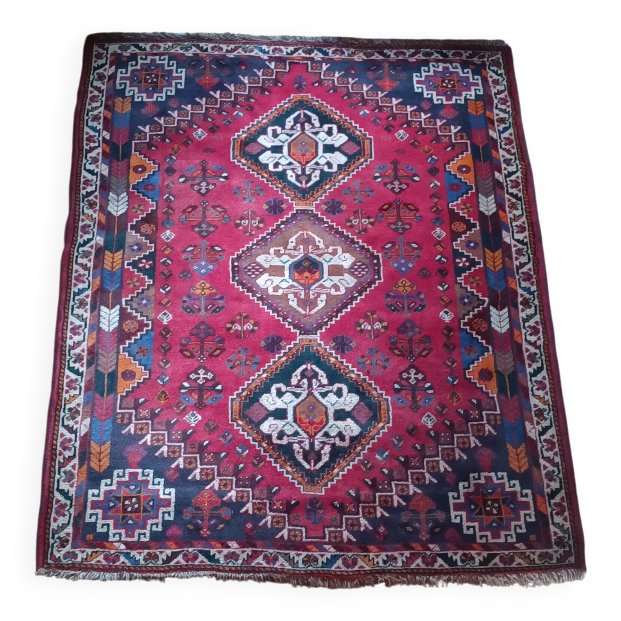 Vintage Iranian rug from the 1950s. Handcrafted, handmade.