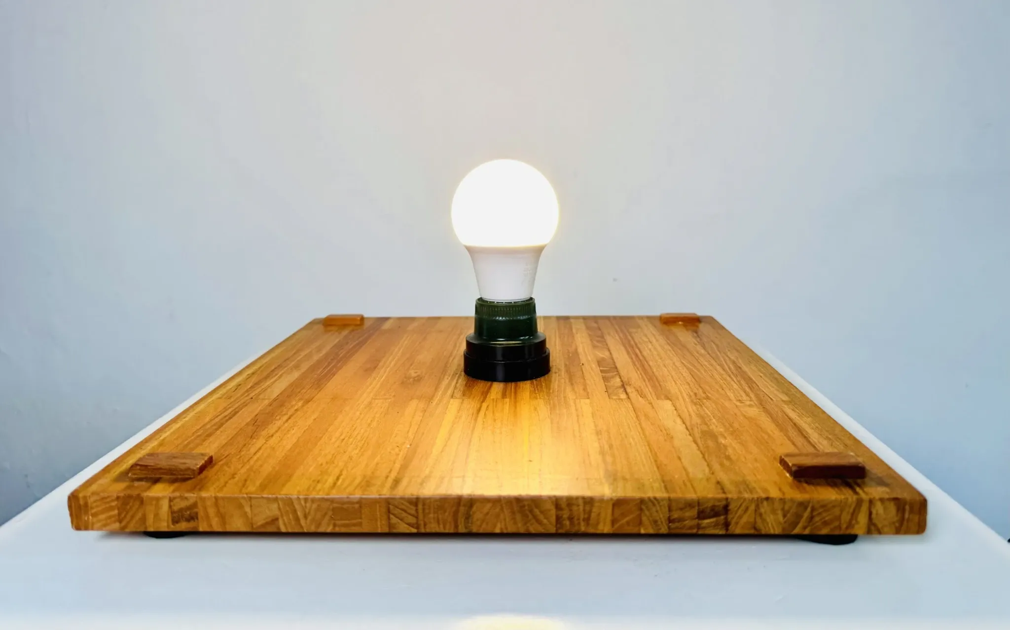 Teakwood Pyramid Table Lamp, Italy, 1970S