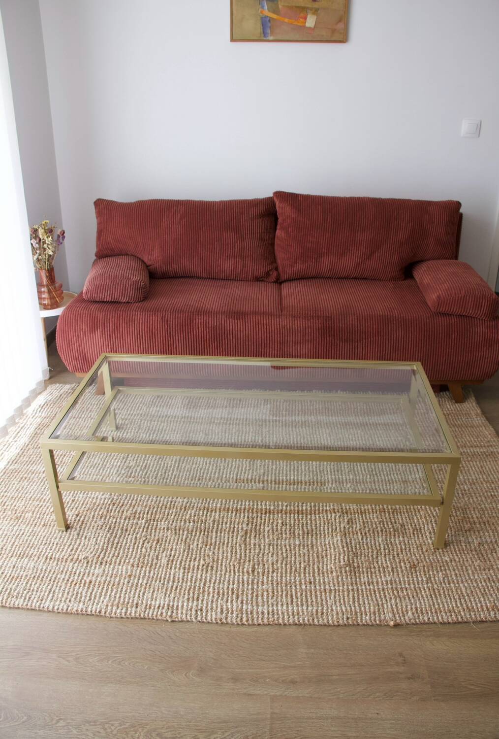 Vintage gold metal coffee table