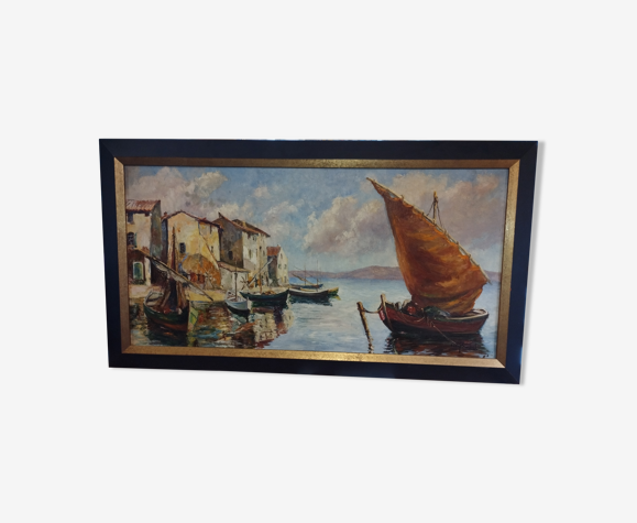 Peinture a l'huile signé Andrée Couchet, Les Martigues