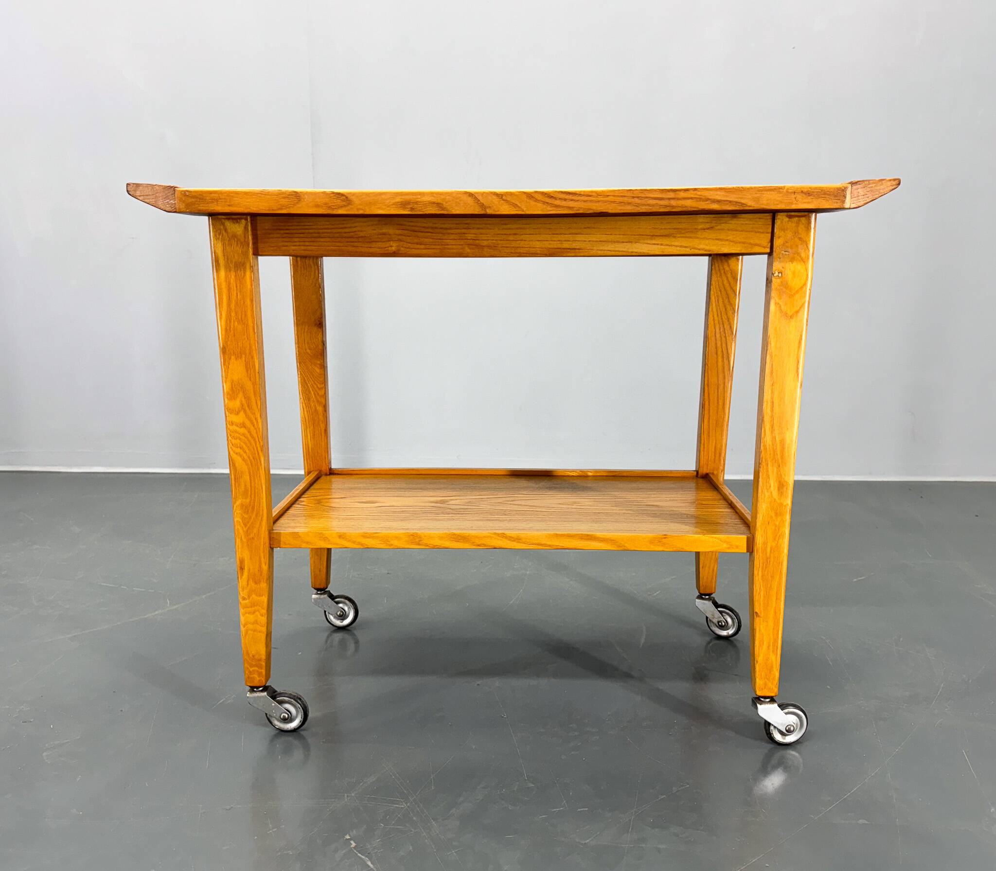 Vintage Wood and Plywood Serving Cart, 1970's