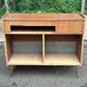 Commode, meuble radio de style scandinave en bois et laiton