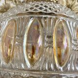 Large two-tone pressed glass ball pendant light