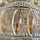 Large two-tone pressed glass ball pendant light