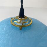 Old vintage suspension glass of blue Clichy