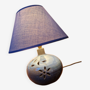 Gray ceramic bedside lamp, blue, artistic craftsmanship