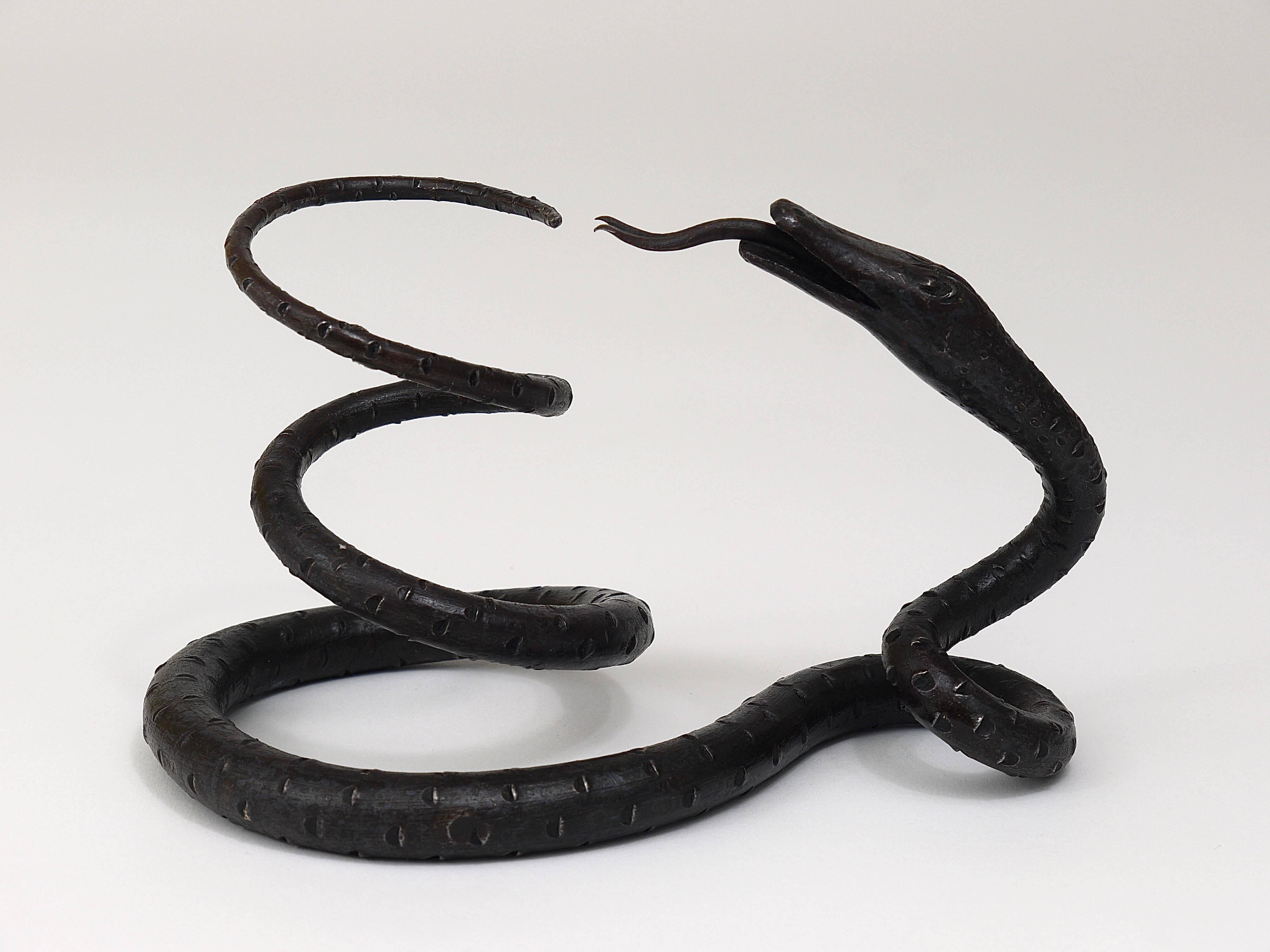 Sculpture of a serpent or wrought iron serpent in the style of Edgar Brandt, Austria, 1920s.