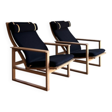 Set of 2 'BM-2254' sled chairs, Børge Mogensen, Fredericia Stolefabrik