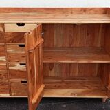 Wooden dresser with 8 drawers and 2 doors