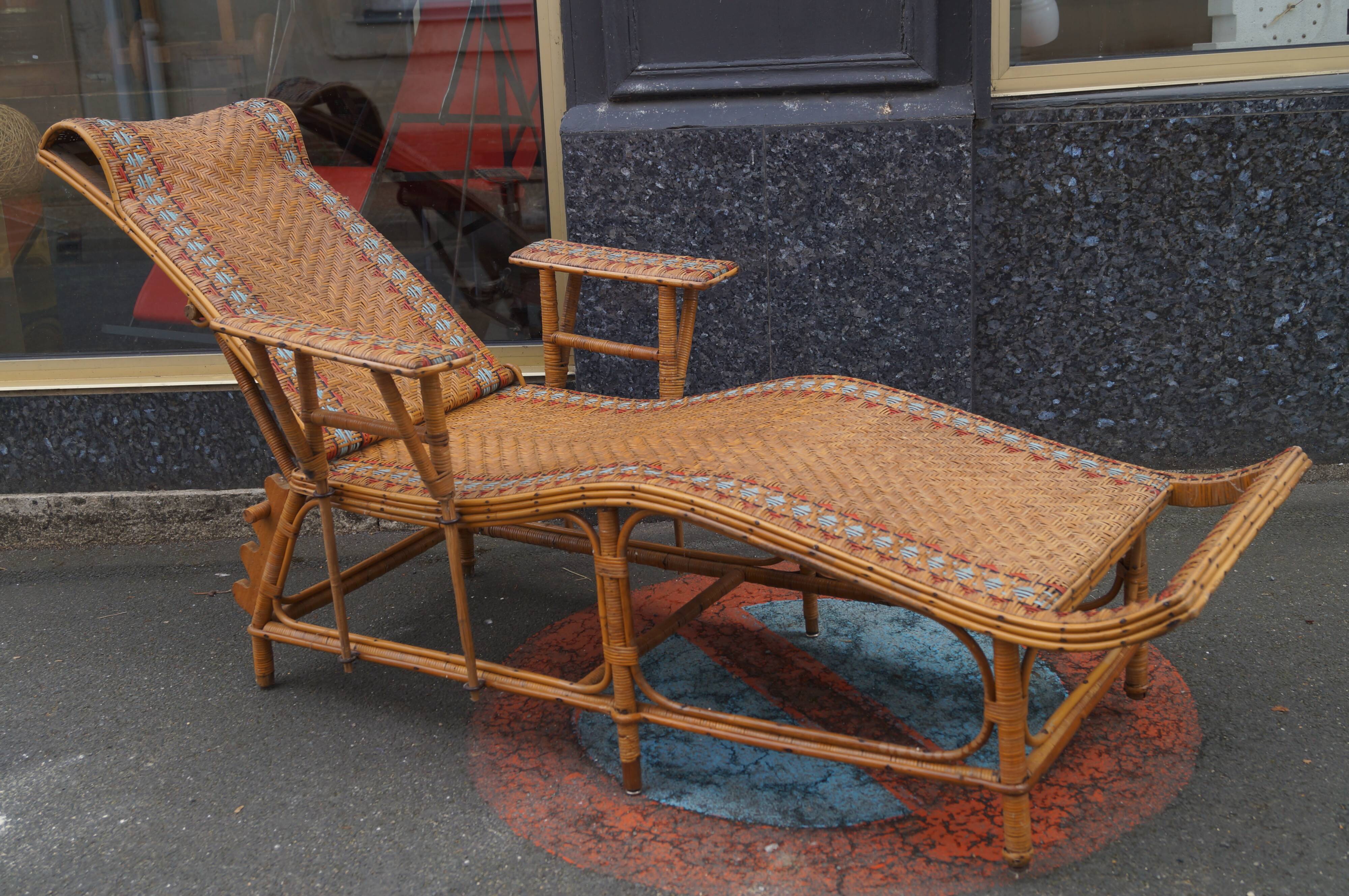 Rattan chaise longue 1920