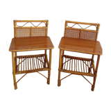 Vintage bamboo bedside pair