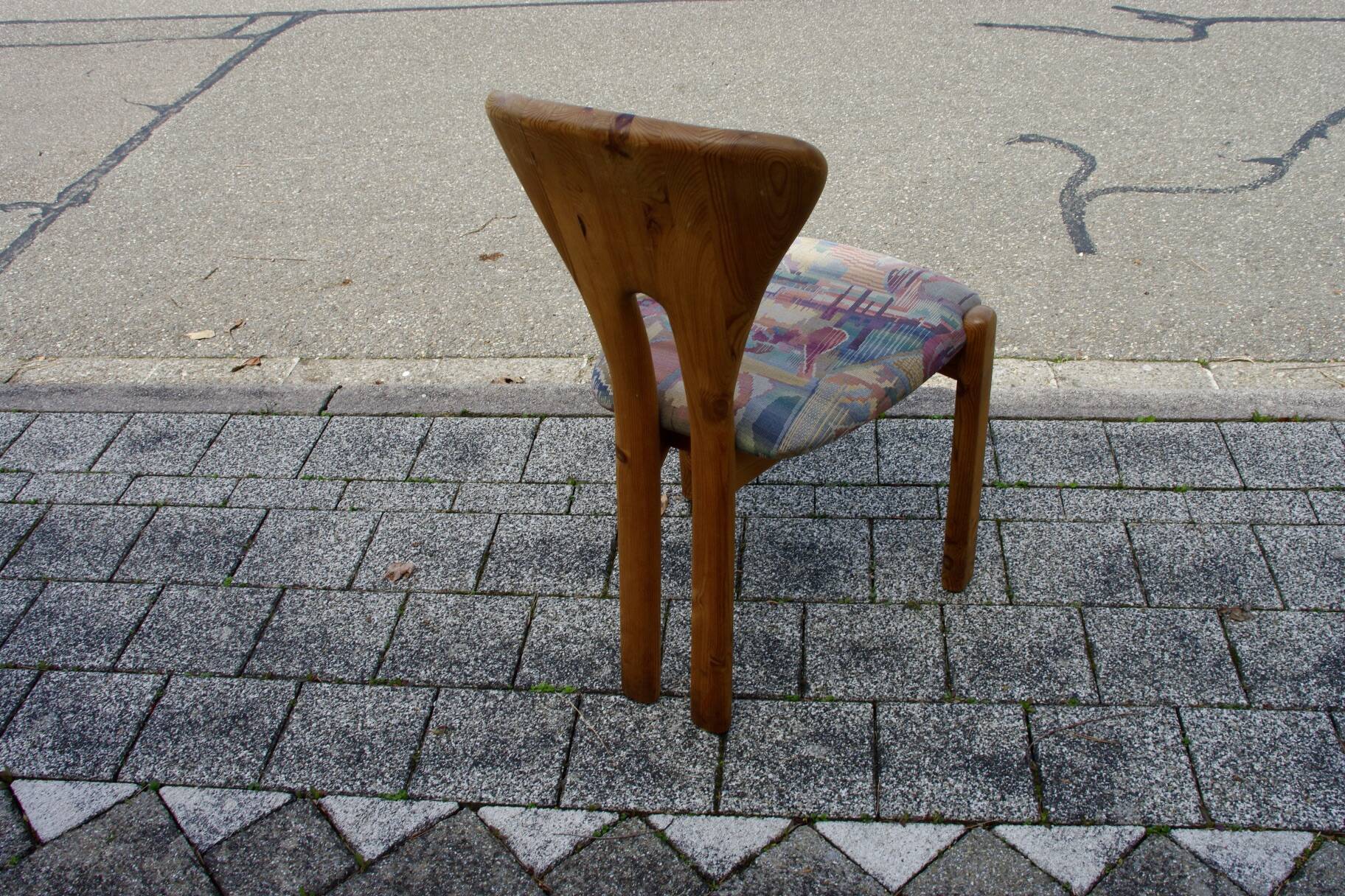 Set of 4 vintage swedish solid pine chairs 1960
