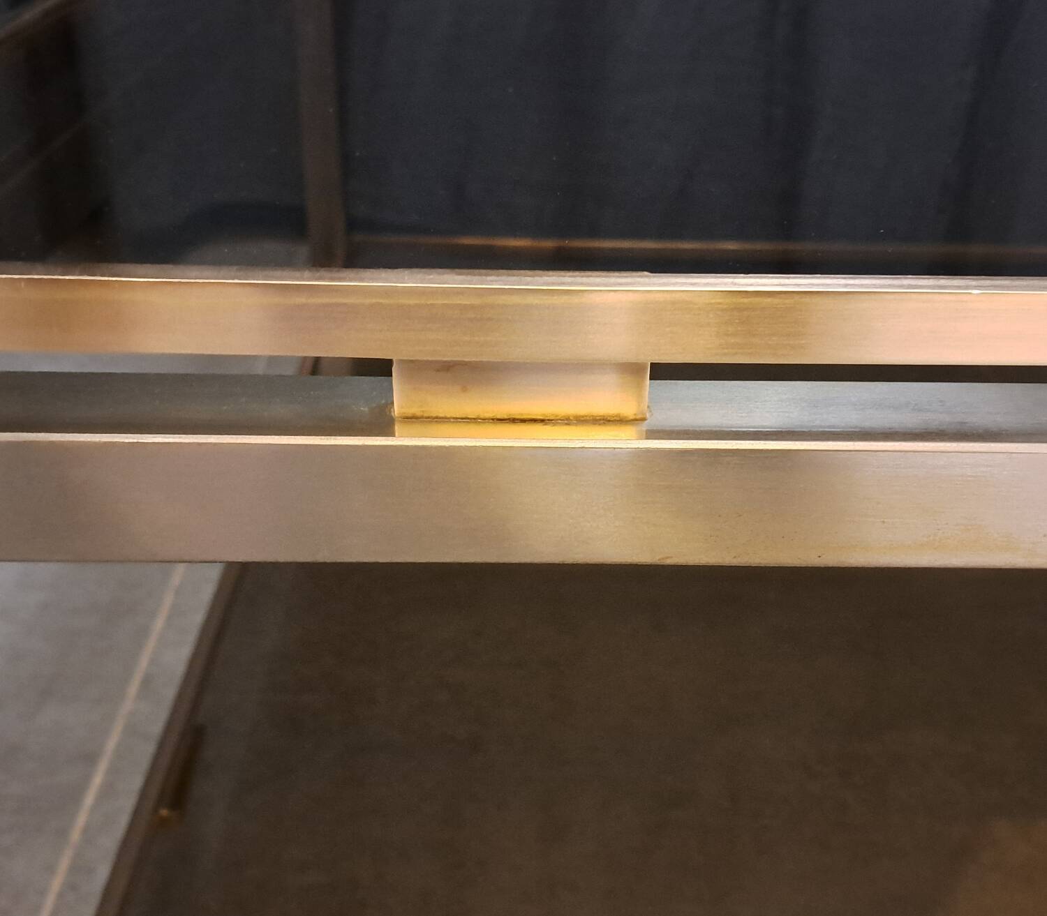 Guy Lefevre coffee table in steel and bronze