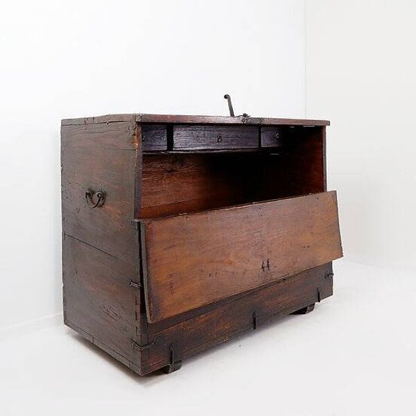 Asian wooden chest with decorative fittings