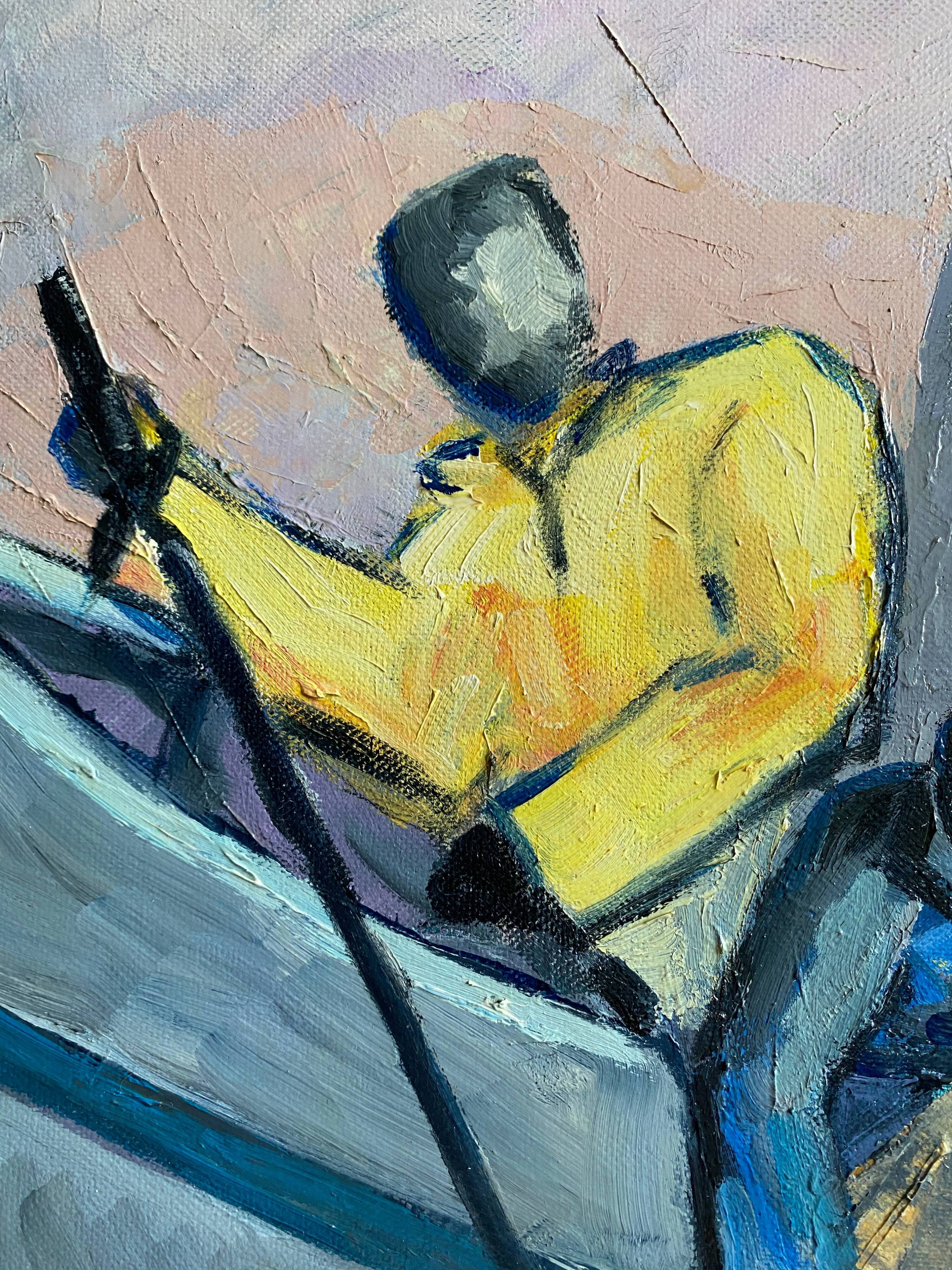 HST Africanist Orientalist painting "Tuna fishing" signed post cubist