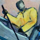 HST Africanist Orientalist painting "Tuna fishing" signed post cubist