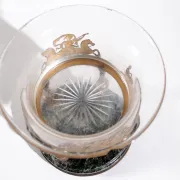 Empire tazza in fire-gilt bronze, marble and glass – France, early 19th c.