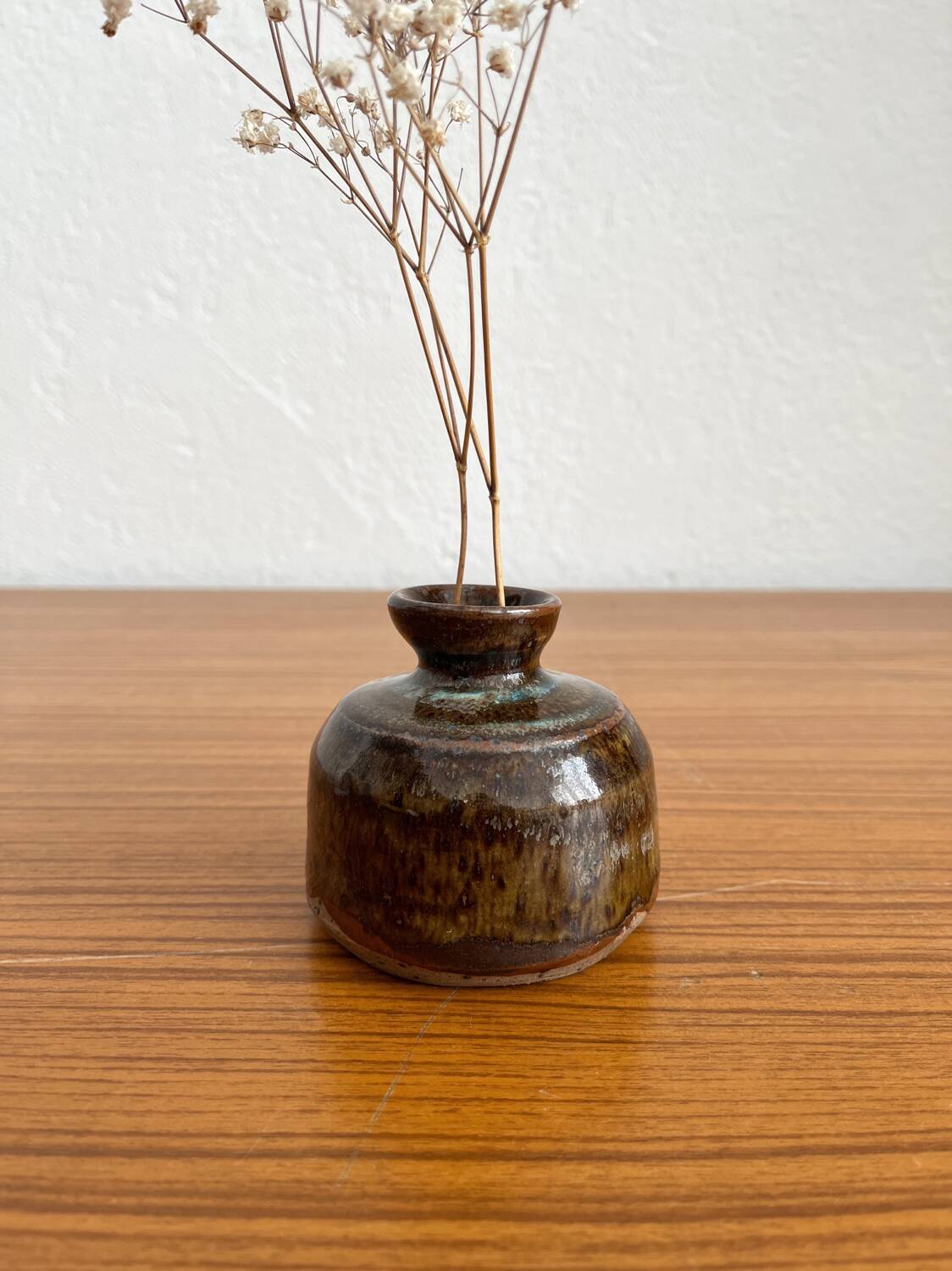 Vintage flamed stoneware vase