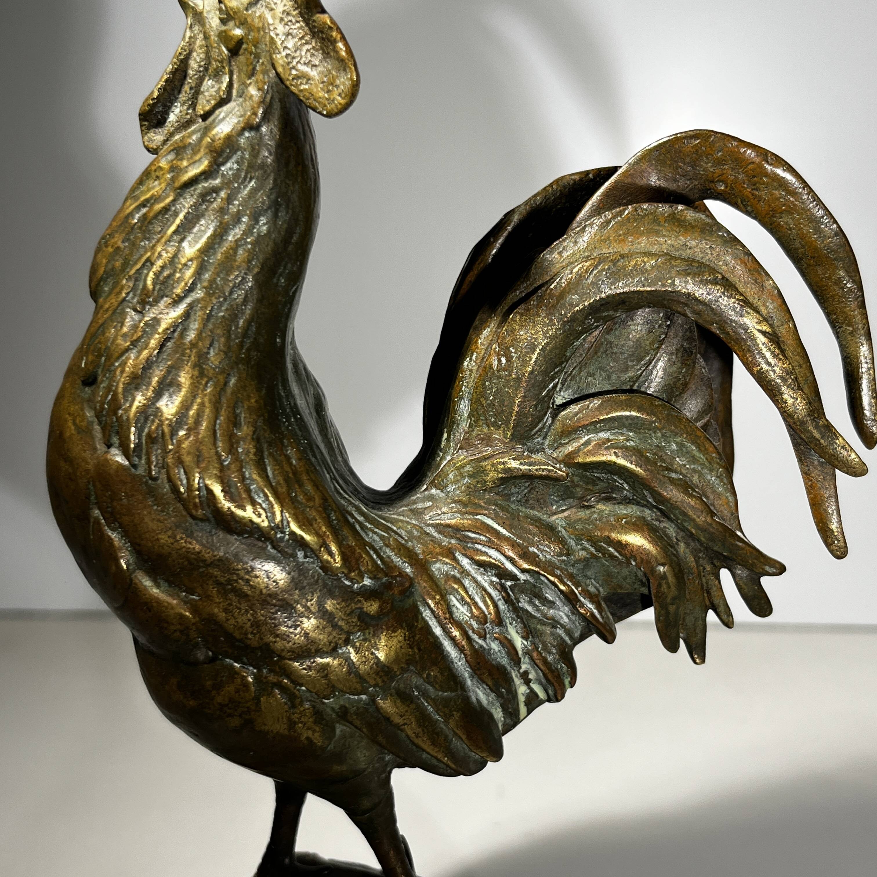 French bronze rooster sculpture, 19th century