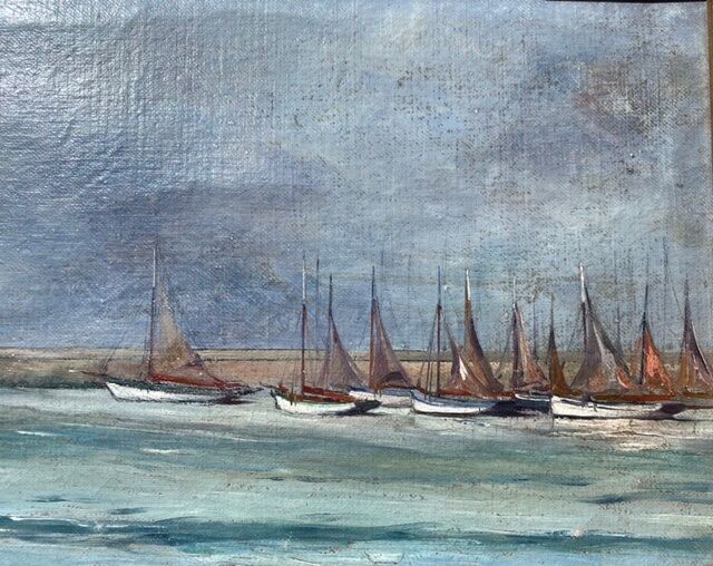 Ancient painting, Marine , signed and dated 1935