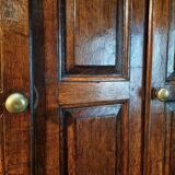 Antique English oak wardrobe with drawers, England, circa 1800–1820.