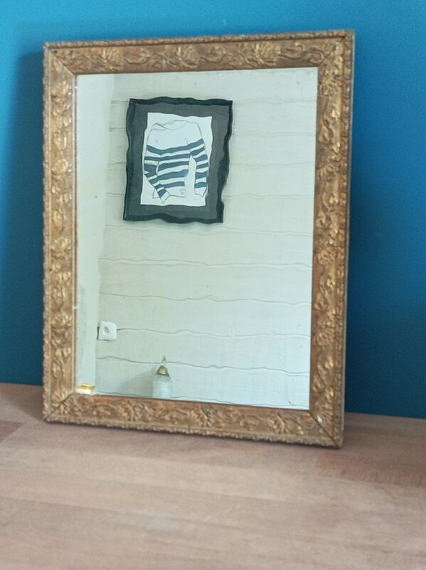 Mirror frame wood plaster carved stucco gilded patinated