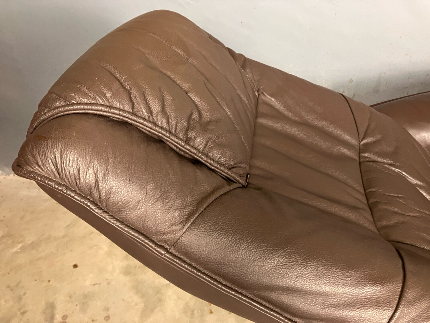 Vintage swivel armchair wood leather Hjort Knudsen