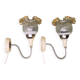 Pair of 1980s glass tulip wall lamps from USSR