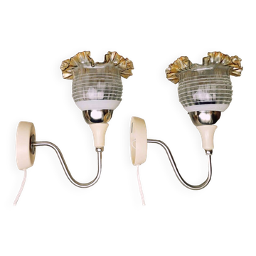 Paire d'appliques tulipes en verre des années 1980, URSS