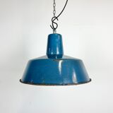 Industrial Blue Enamel Factory Pendant Lamp, 1960s