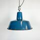 Suspension industrielle en émail bleu d’usine années 1960