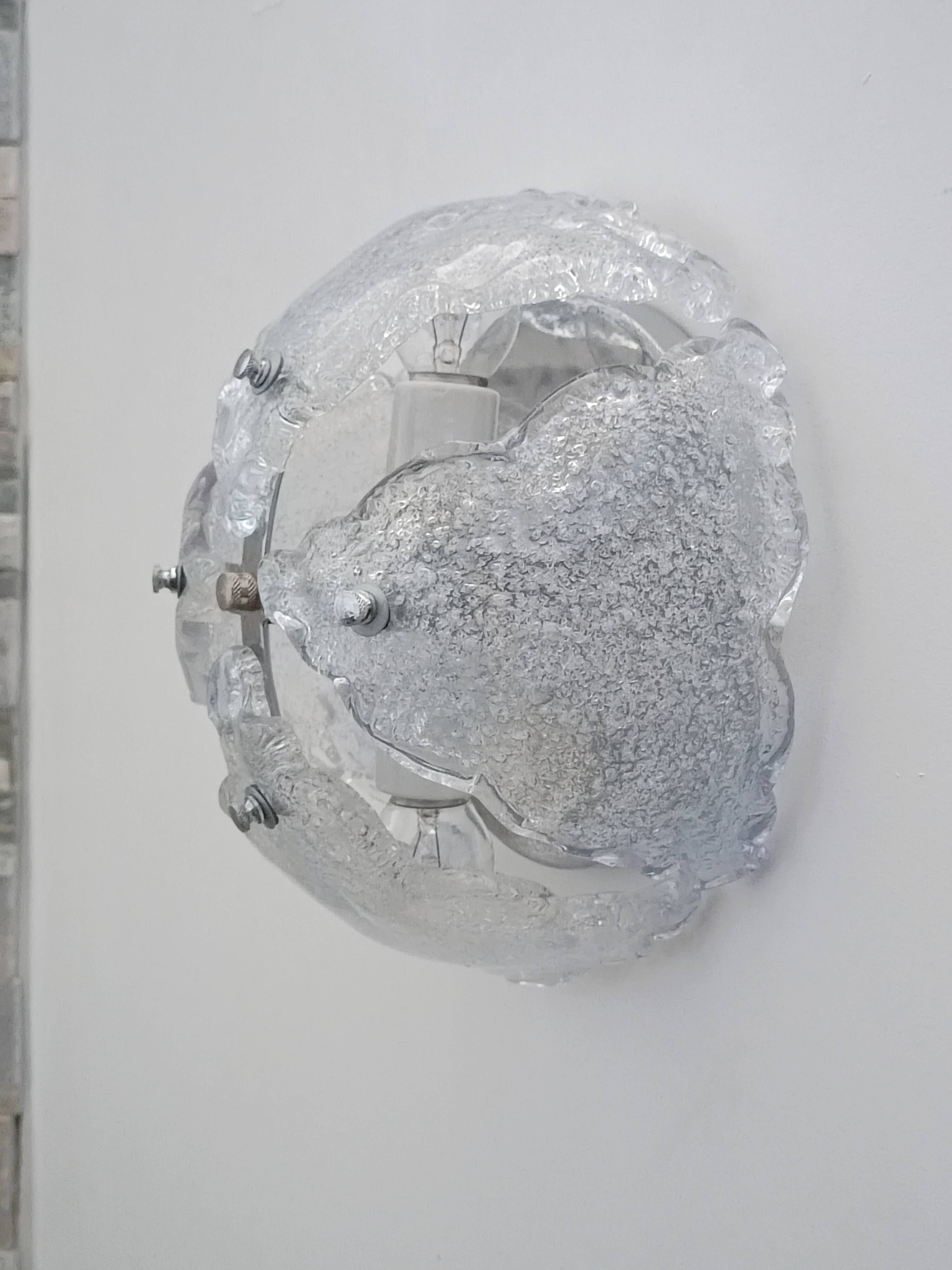 Murano ice glass wall light 1970s