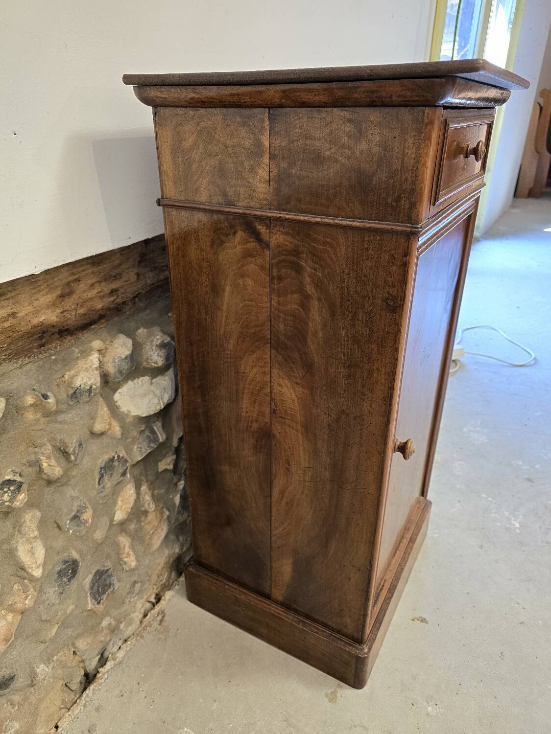 Small piece of furniture / bedside table in burr walnut