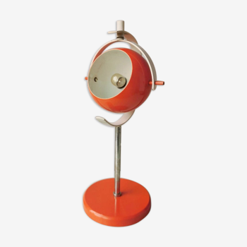 Lampe orange vintage space age, globe oculaire, 1970