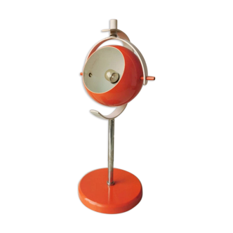 Lampe orange vintage space age, globe oculaire, 1970