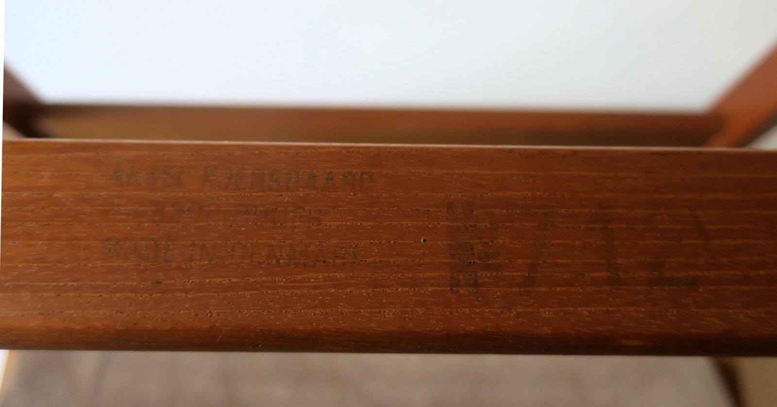 Aksel Kjersgaard teak and suede leather magazine rack 1960