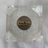 Set ashtray, table lighter and cigar box in altuglas and brass 1970