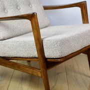 PRL armchair "Stefan" wooden beech vintage beige boucle - darker wood