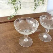 Champagne glasses coupe glasses set of 2 etched floral design crystal
