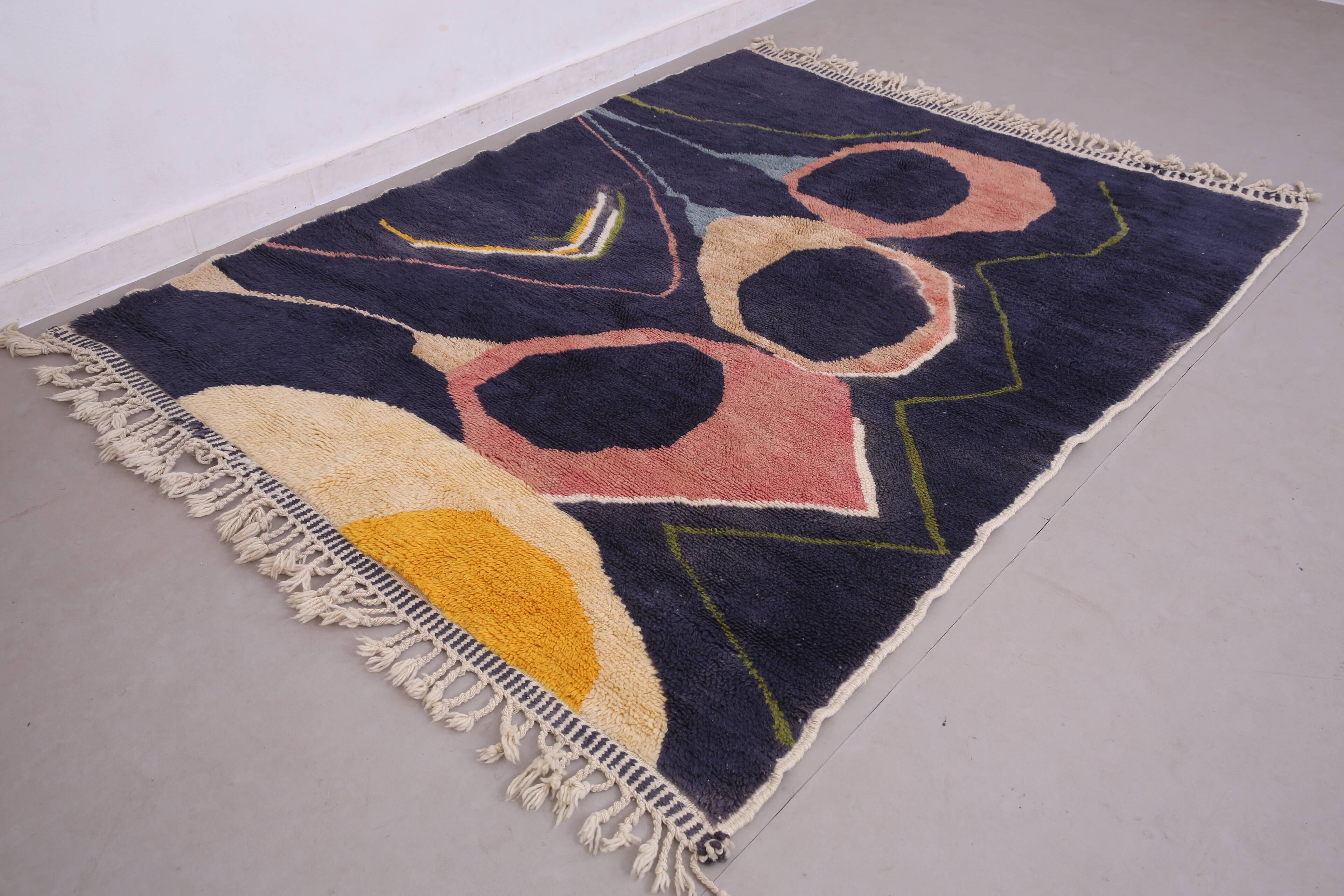 Vintage Abstract Beni Merirt Rug 180 x 225 cm, Beni Ourain Rug, Boho Rug