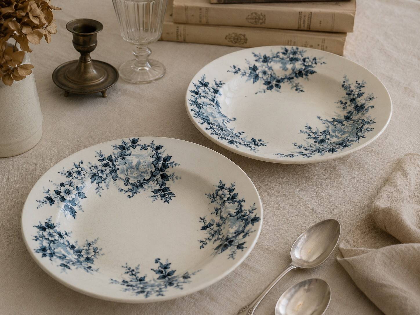 Duo d’assiettes creuses Hte Boulenger & Cie Choisy-le-Roi, circa 1885–1900.