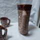 Vintage Vallauris orangeade service with 6 brutalist ceramic glasses.
