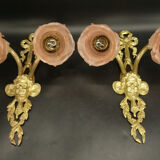 Pair of sconces with the heads of Zephyr Louis XVI style